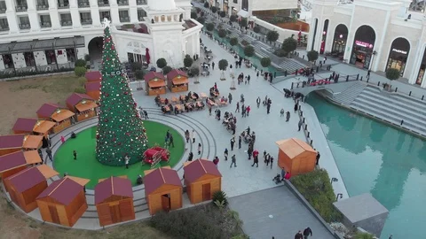 Flying over the christmas tree in Land of Legends Stock Footage 124900670