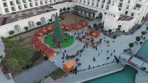 Flying over the christmas tree in Land of Legends Stock Footage 124901056