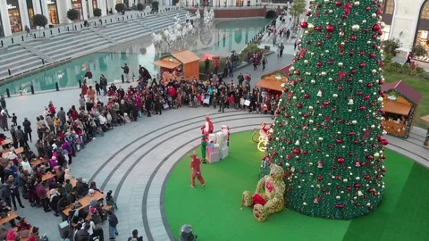 Flying over the christmas tree in Land of Legends Stock Footage 124904173
