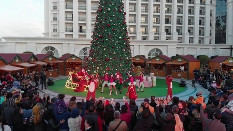 Flying over the christmas tree in Land of Legends Stock Footage 124904608