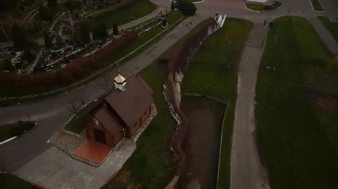 Flying over the church Stockbeeldmateriaal 33963665