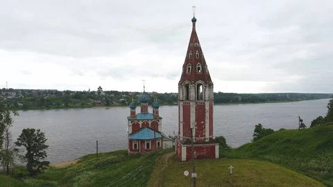 Flying over the Church Stock Footage 101660125