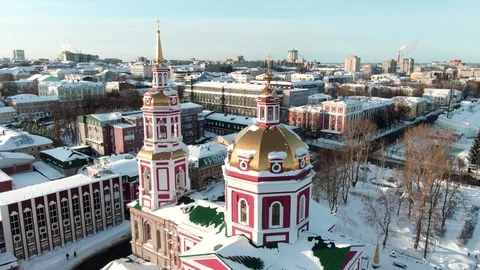 Flying over the church Video stock 106473293