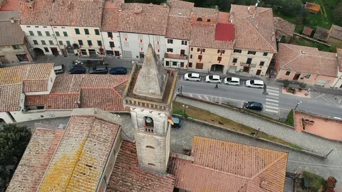 Flying over a church tower Stock Footage 114769413