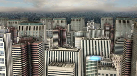 Flying over a city at dusk while light decreases and night falls Vidéo 56237878