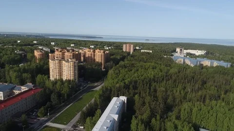 Flying Over City in Forest 스톡 동영상 106698731