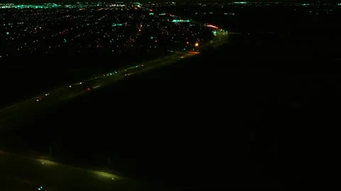 Flying Over City Light Drone Footage at Night at Brampton, Ontario, canada Stock Footage 207817470