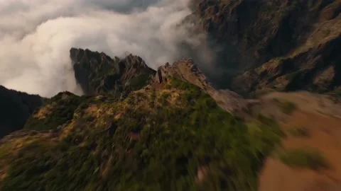 Flying over a cliff on an FPV drone Stock Footage 167093486