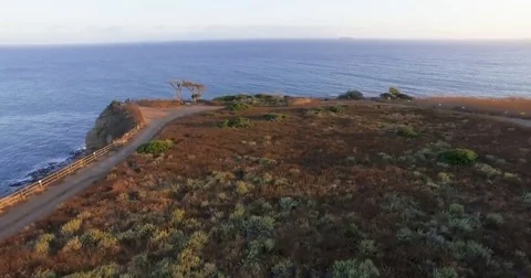 Flying over cliffs by the ocean Stock Footage 76633495