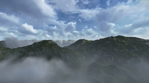 Flying over clouds and mountains Stock Footage 24299443