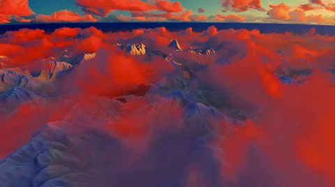 Flying over the clouds and mountains Stock Footage 61664639