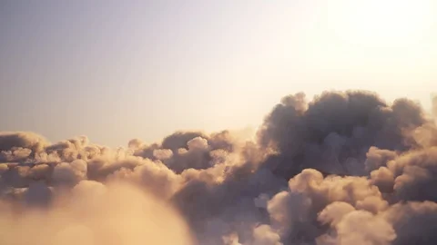 Flying over the clouds with the late sun - looping with alpha mask Stock Footage 107058846