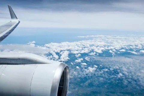 Flying over the clouds. Stock Photos