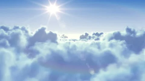 Flying over the clouds with the sun. Looped 3d animation. HD. Stock Footage 10723690