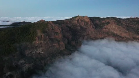 Flying over the clouds towards the observatory Video stock 121531234