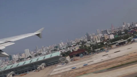 Flying over the clouds, view from the plane on a blue sky and clouds. Stock Footage 120539874