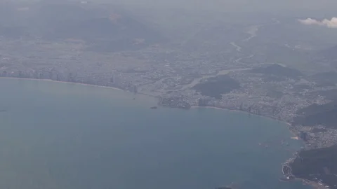 Flying over the clouds, view from the plane on a blue sky and  clouds. Stock-Footage 120540056