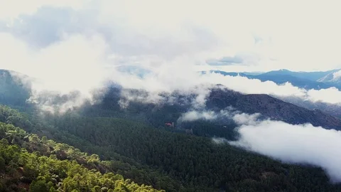 Flying over cloudy Troodos mountains. Cyprus Stock Footage 107815566