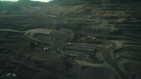 Flying over the coal mining Stock Footage 145291172