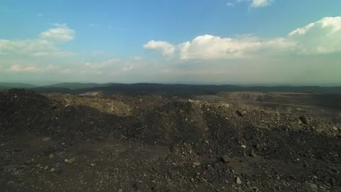 Flying over the coal mining Stock Footage 145291846