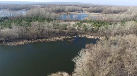 Flying over coast a big river Video stock 61300086