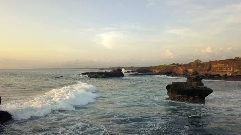 Flying over the coast during the surf Stock Footage 123157073