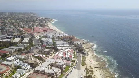 Flying Over the Coast of La Jolla in San Diego, HD Stock Footage 109684760