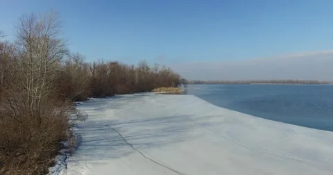 Flying over  coast of  river Stock-Footage 60976895