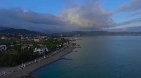 Flying over the coast of Sukhumi Vídeos de archivo 68705768