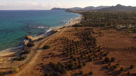 Flying Over Coast  At Sunset, Aerial Shot Stock Footage 82396830