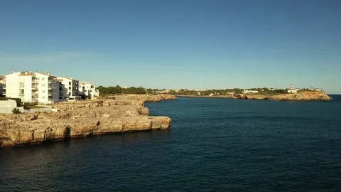 Flying over the coastline and bays of the island of Majorca Spain Stock Footage 121806793