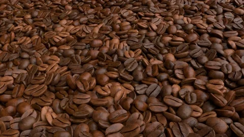 Flying over the coffee beans - 3d render looped. Stock Footage 167535957