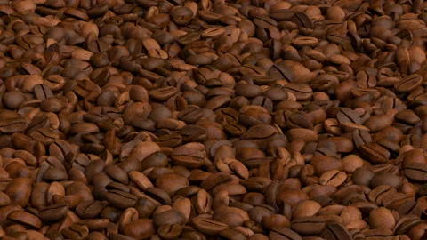 Flying over the coffee beans - 3d render looped. Stock Footage 324707279