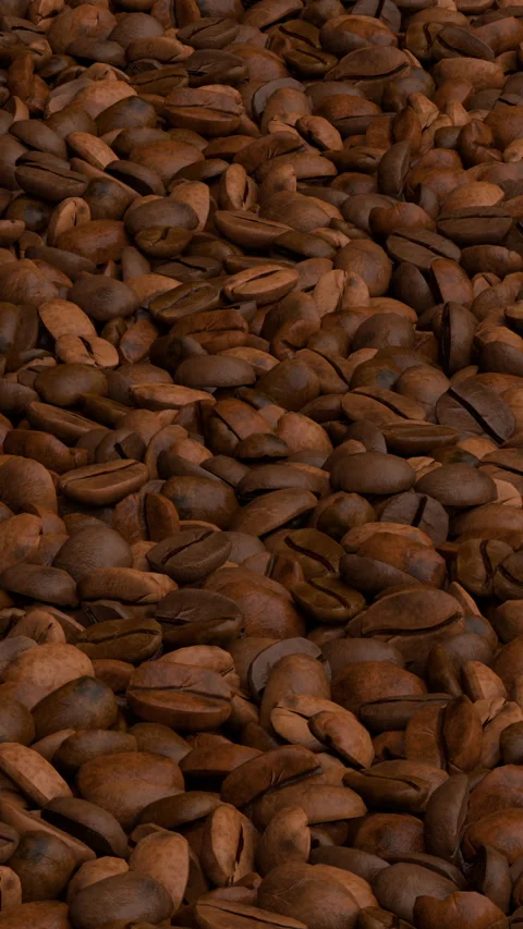 Flying over the coffee beans - 3d render looped. Video stock 324707291