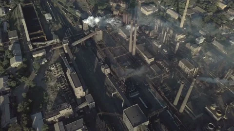Flying over the coke plant Stock Footage 134401397