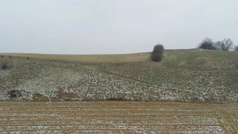 Flying over cold, snowy, winter landscape, drone stock footage 2 Stock Footage 140032939