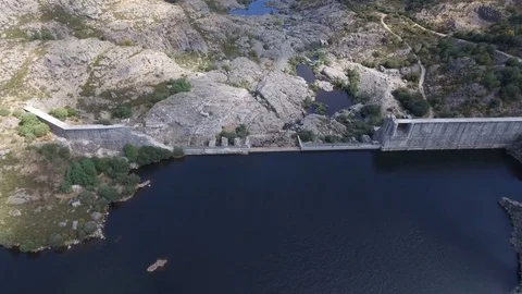 Flying over collapsed dam, top view Video stock 85301211