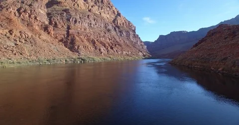 Flying over the Colorado river Stock Footage