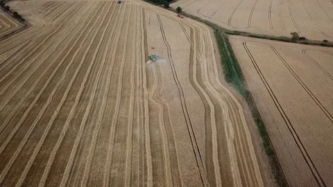 Flying over combine harvester Stock Footage 94670456