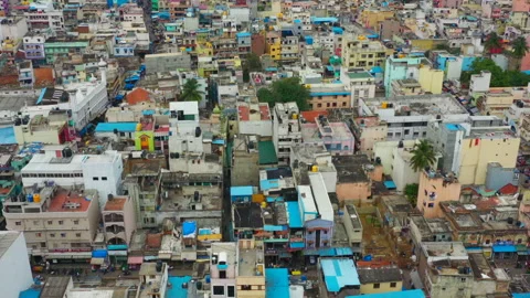 Flying over congested urban area in Bangalore India Stock Footage 157980335