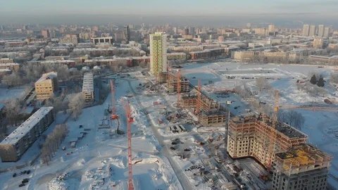 Flying over the construction site Stock Footage 102159839