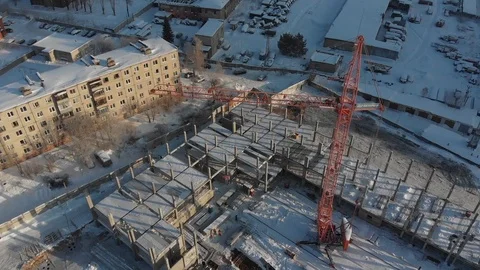 Flying over the construction site Stock Footage 102160046