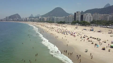 Flying over Copacabana Beach in Rio de Janeiro Stock Footage 276716028