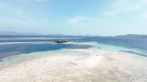 Flying over corals and rocks in the Komodo National Park in Indonesia Stock Footage 294665397