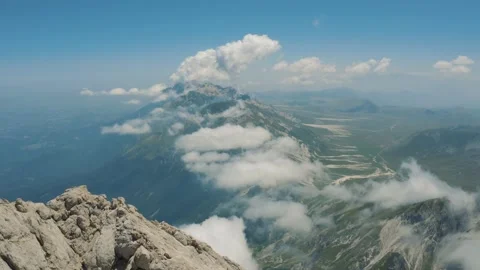 Flying over the Corno Grande Gran Sasso, Mountain in Abruzzo - Italy 4K Stock Footage 210426330