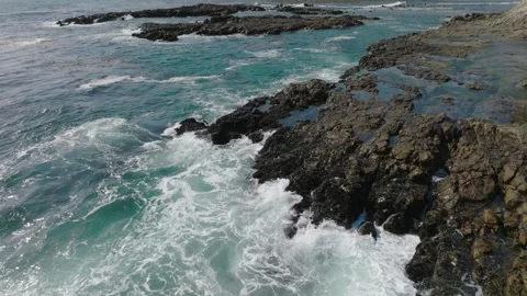 Flying Over Crashing Waves Stock Footage 264334975