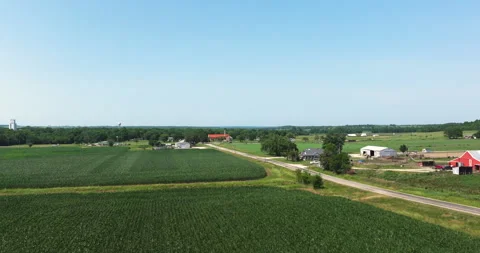 Flying over crop fields farmland midwest kansas Stock Footage 329779707