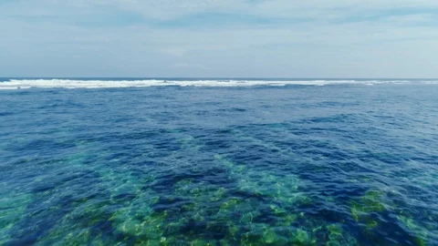 Flying over the crystal clear ocean 5 Stock Footage 121308332