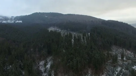 Flying over the dark forest in the mountains Stock Footage 59123510