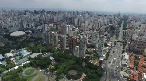 Flying over  de Maio close to Ibirapuera in Sao Paulo, Brazil Stock Footage 59575119
